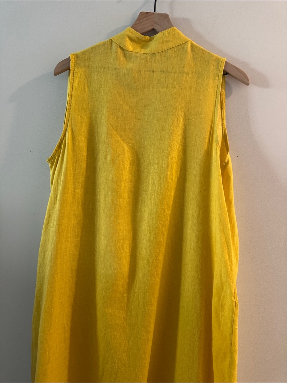Bright Yellow Sleeveless Maxi Dress with Button Placket - Picture 7 of 9